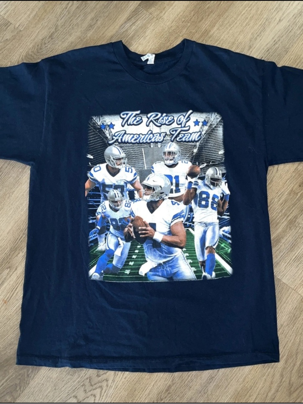 Vintage Football Graphic Tee - dallas cowboys NFL Navy with White & Blue Print